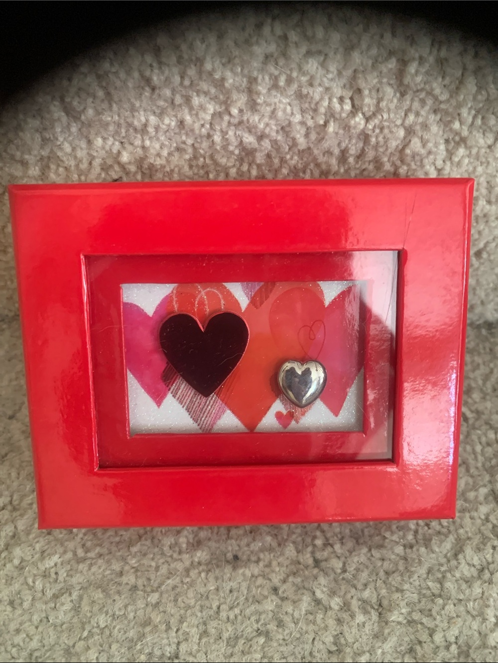 Papyrus Red Heart Accent Box Frame - Home Accents 5x4x2 Inches